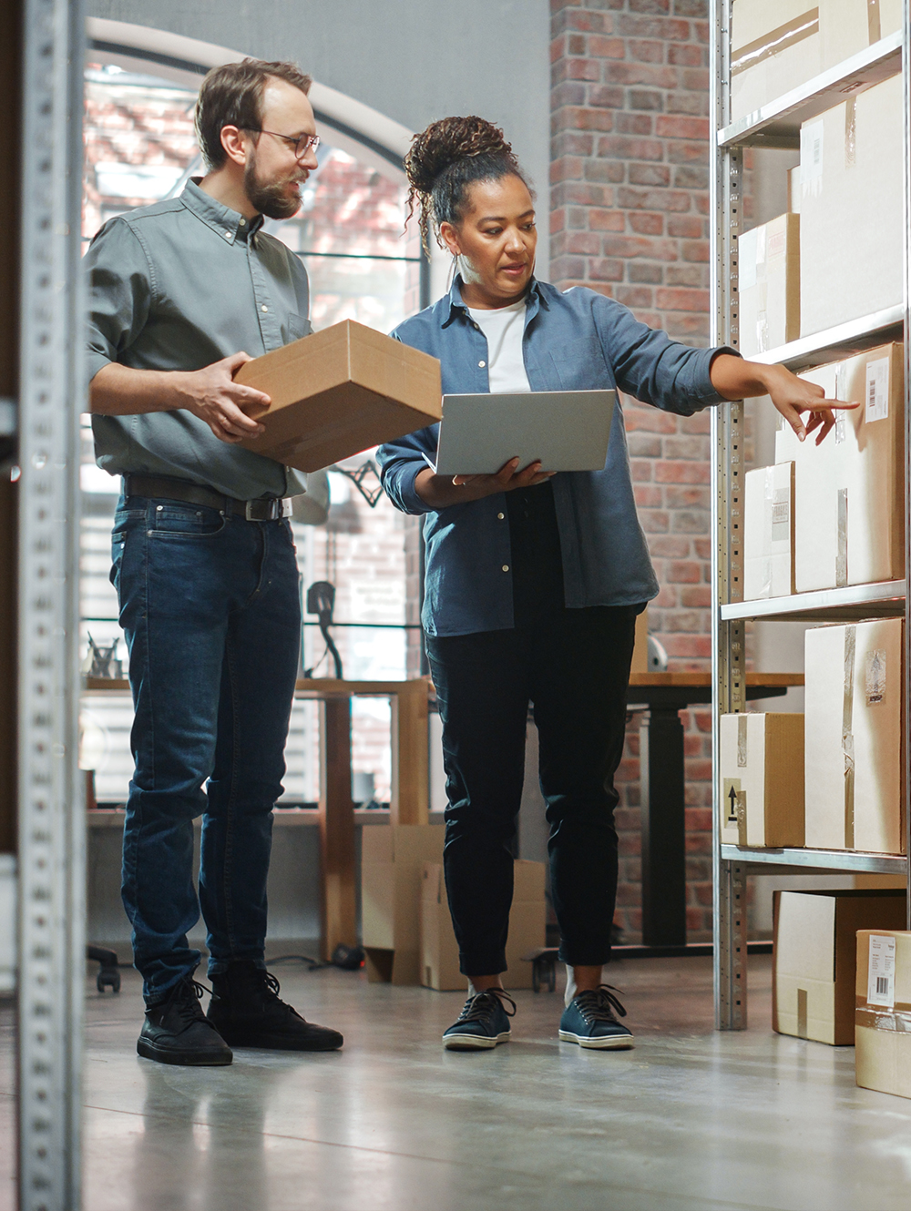 BAT people in a warehouse
